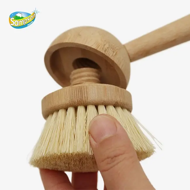 Brosse à vaisselle amovible à poils de sisal Brosse à vaisselle amovible à poils de sisal